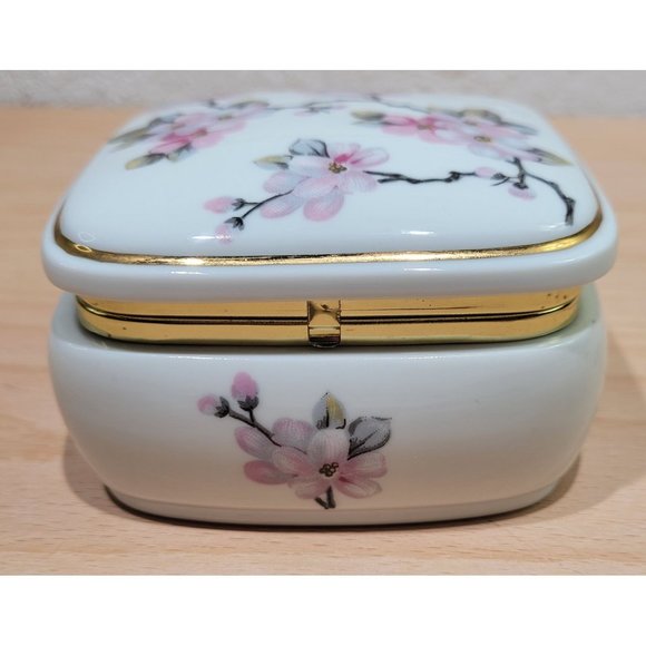 San Francisco Music Box Co Trinket Box Ring Musical Cherry Blossoms - Picture 1 of 6